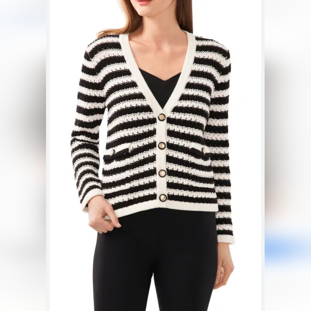 Stripe V-Neck Cardigan size Large